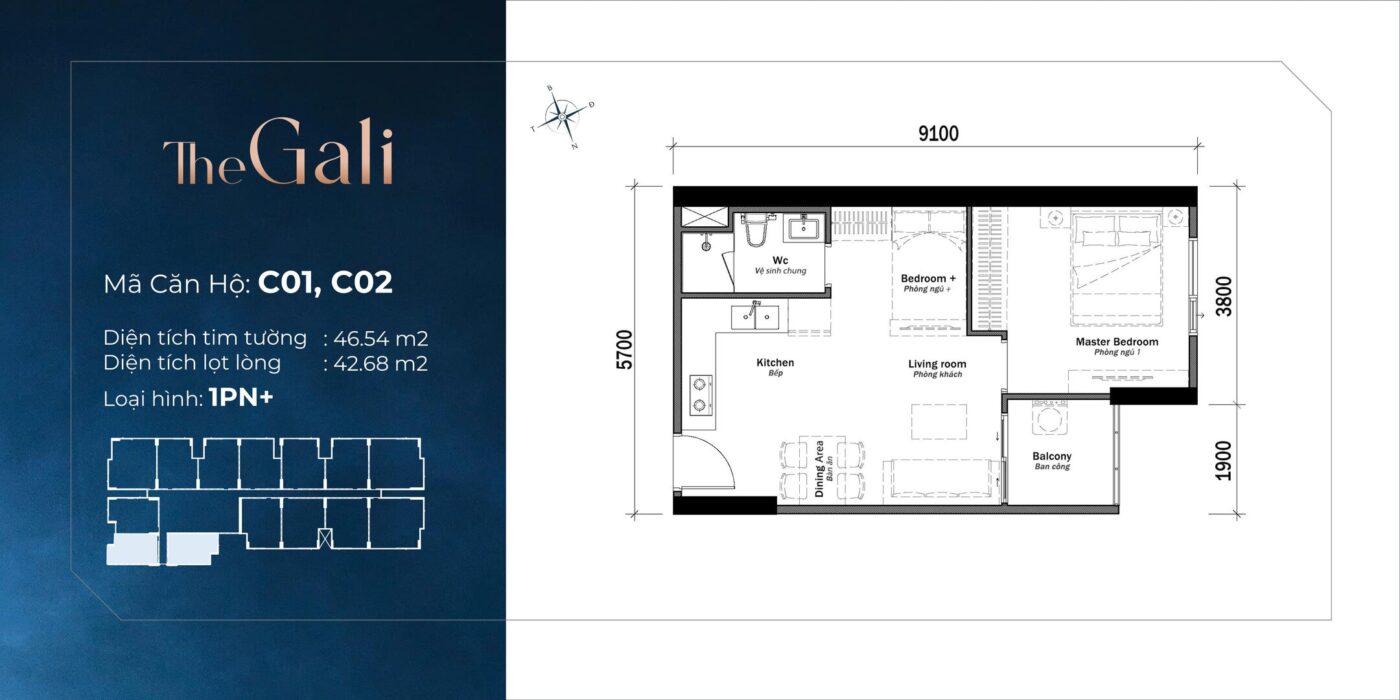 layout can ho 1pn thap the gali khai hoan prime 1400x700 1 The Emerald Garden View – Không Gian Sống Xanh Giữa Lòng Đô Thị